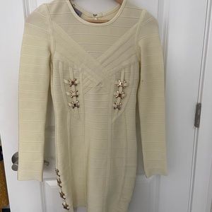 Herve Leger cream bandage with gold